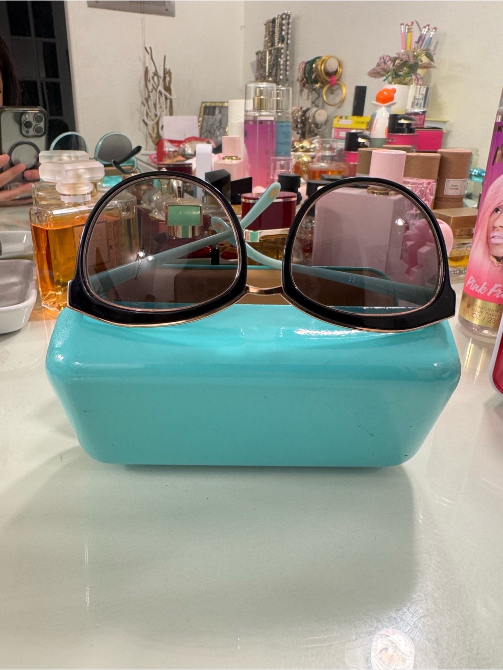 Tiffany & Co. Turquoise Frame Sunglasses with Black Trim